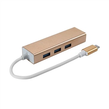 USB 3.1 Typ C bis 3 USB-Anschlüsse Hub mit Ethernet-Adapterkabel.