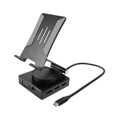 10-in-1 USB-C-Dockingstation mit um 360 Grad drehbarer Halterung
