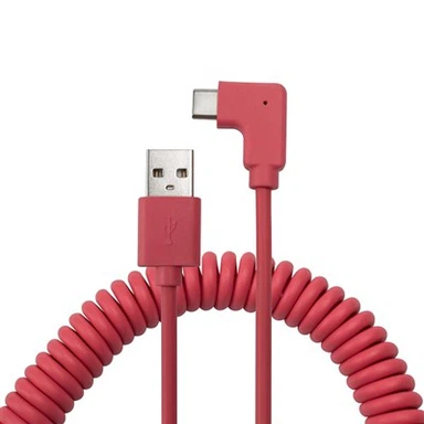 Links/rechts abgewinkelter, spiralförmiger USB-Typ-C-Stecker auf USB 2.0 Ein einziehbares Kabel mit Stecker